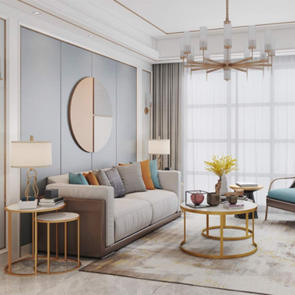 WFF Nordic Round Nesting Table, Metal Side Table for Living Room