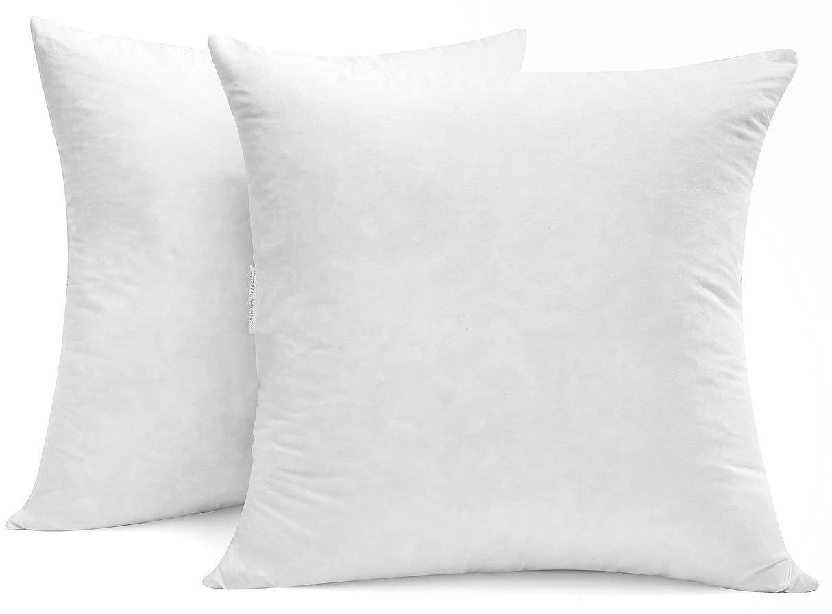 Luxury Goose Down Feather Pillow Inserts - 20x20IN, Double Layered Down-Proof Design