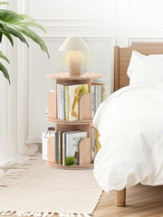 Kids Rotating Bookshelf, 2 Tier Rotating Small Corner Bookshelf for Small Spaces