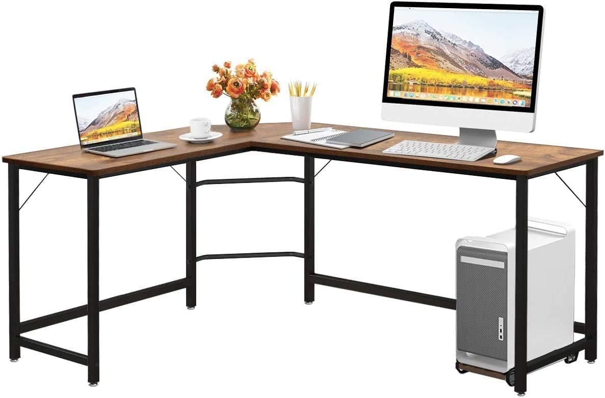 L-Shaped Corner 66" Home Office Workstation Study Table