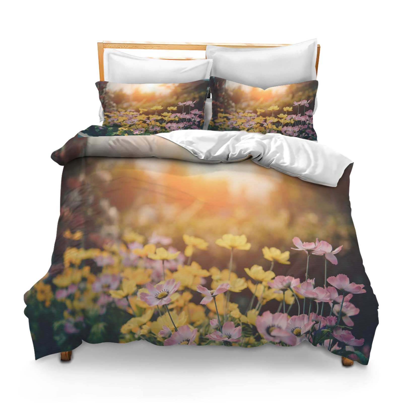 Printed Comforter Cover Set Twin Size Background Beautiful Bloom Blossom Floral Flower