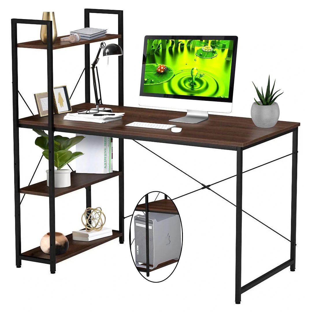 Computer Desk with Shelves, 47 Inch Writing Table for Home Office, Study Desk