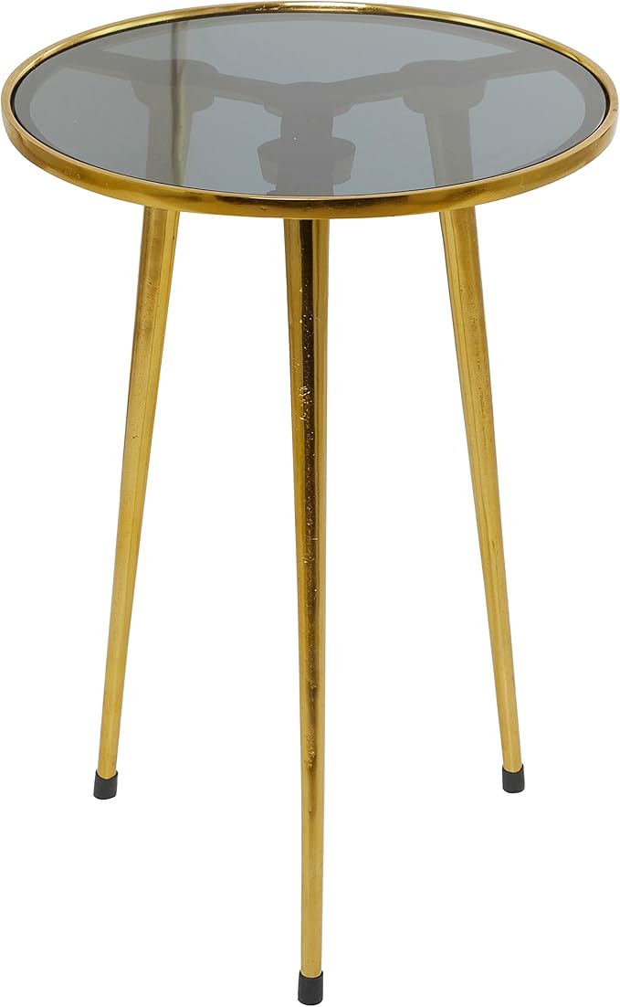 Aluminum Accent Table with Shaded Glass Top, 15" x 15" x 22", Gold