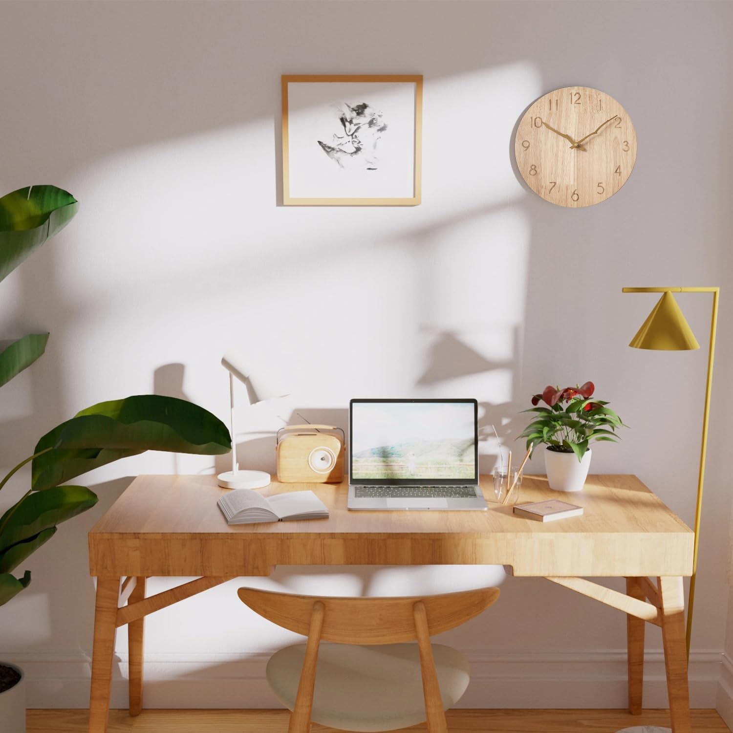 Vintage Wood Wall Clock Arabic Numerals Silent Retro Wooden Analog Wall Clocks