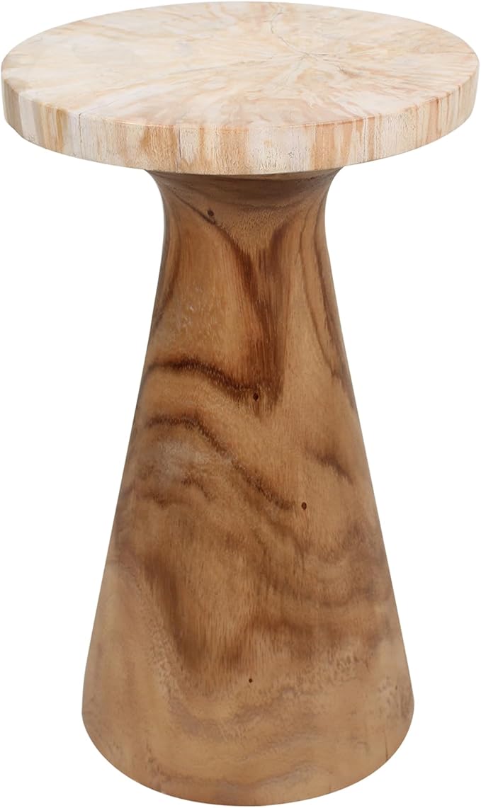 Indigo Road by Egypt Sherrod Kayu Petrified Wood Pedestal Side Table Brown