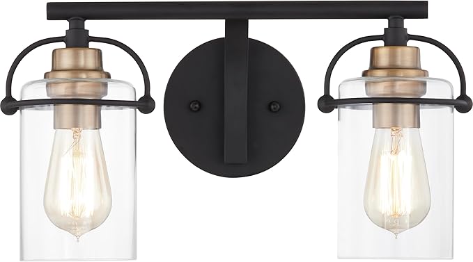 Emerson Bath Vanity Lights, 24 Inch 3-Light Matte Black Bathroom Lighting ransitional Wall