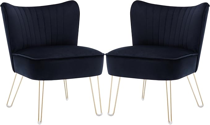 Accent Chairs Set of 2, Velvet Armless Living Room Chairs with Tufted Wingback Thicken