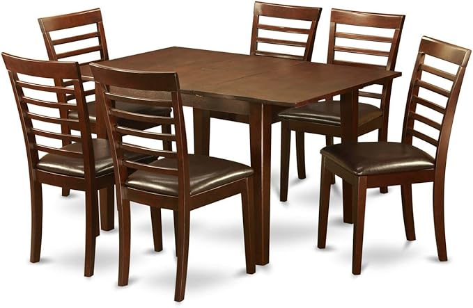 MAH-W 7 Piece Modern Dining Table Set Consist of a Rectangle Wooden Table with Butterfly Leaf