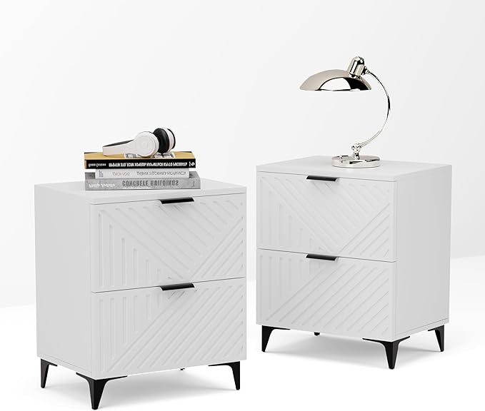 Nightstand Set of 2 with 2 Drawers Night Stand