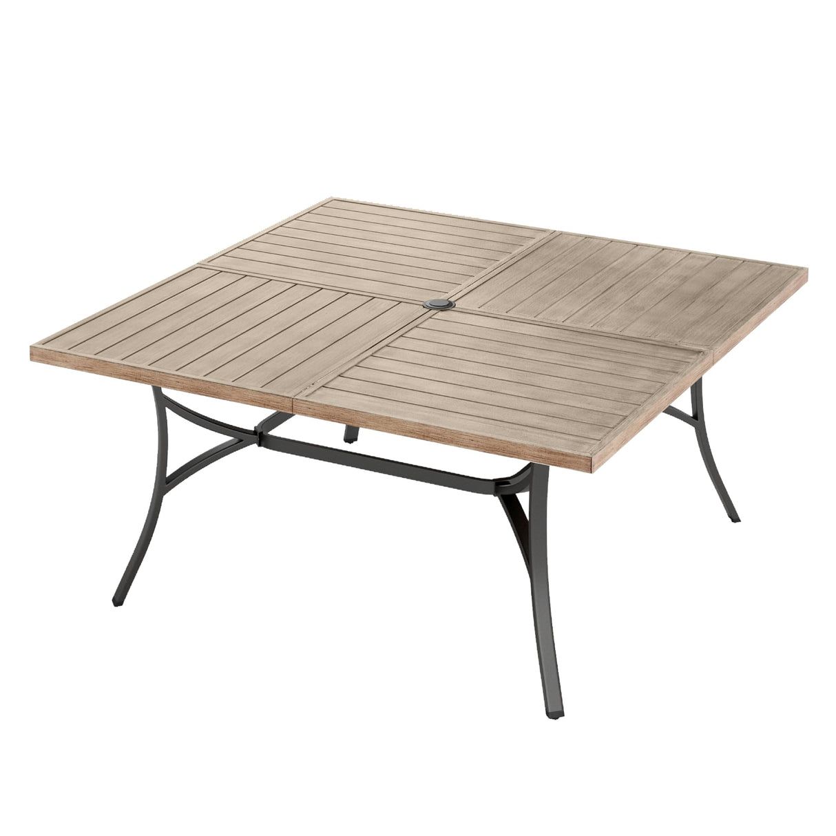 60" Square Metal Outdoor Dining Table, Large Patio Furniture 8 Person Table