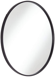 Mayfair Round Vanity Decorative Wall Mirror Modern Matte Black Thin Streamlined Metal Frame 34" Wide