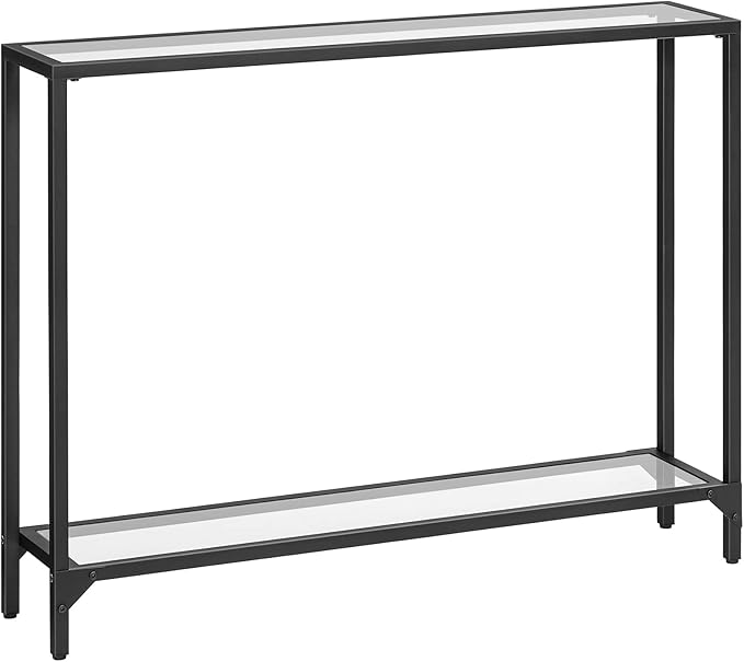 39.4" Gold Console Table, Tempered Glass Sofa Table, Modern Entryway Table