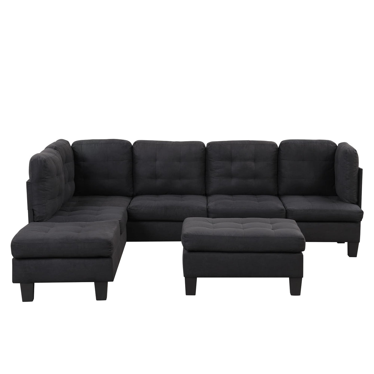 3 Piece Modern Tufted Micro Suede L Shaped Sectional Sofa Couch