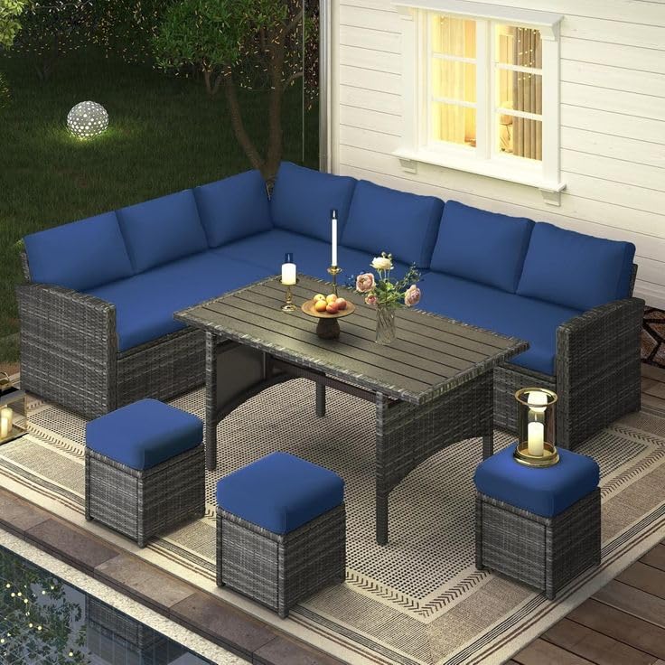 Patio Furniture Set with Cover, 7 PCS Outdoor Sectional Conversation Set