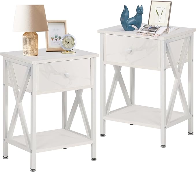 Nightstands Set of 2, Modern Bedside End Tables