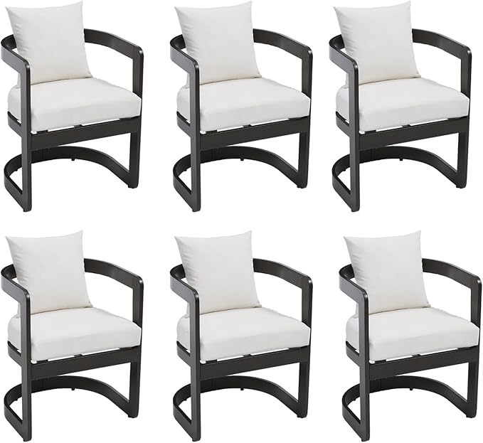 Patio Dining Chairs Set of 2, Modern Outdoor Dining Chairs with Cushions & Backrest