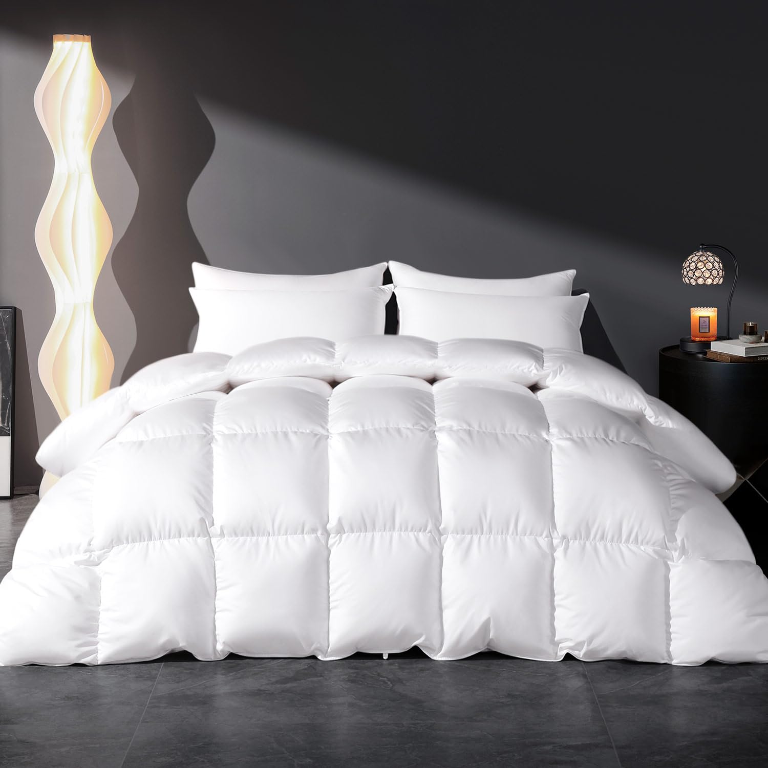 Feather Down Cotton Comforter King Size, All Season 100% Cotton Duvet Insert