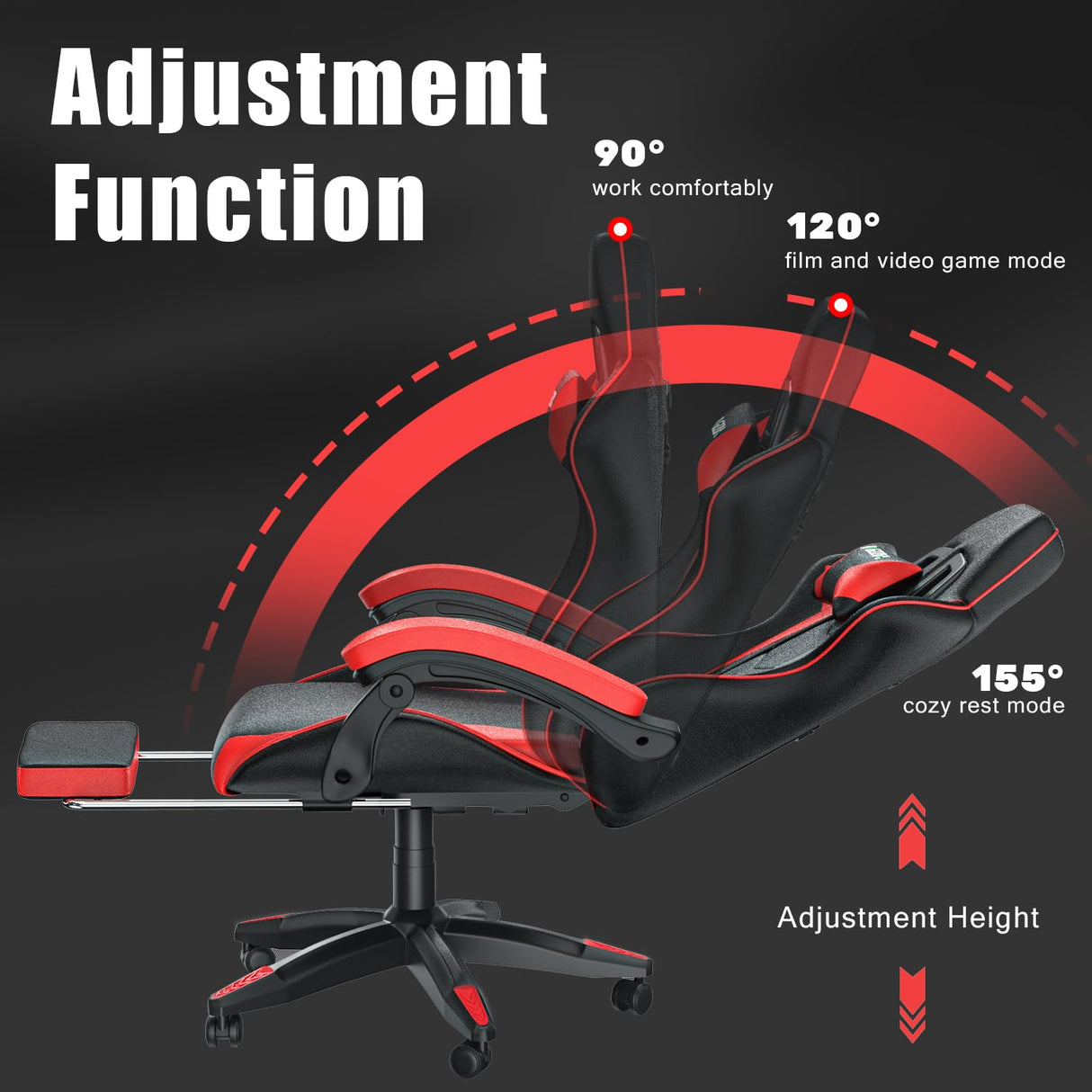 Gaming Chair with Footrest - Ergonomic High Back Reclining Computer Chair