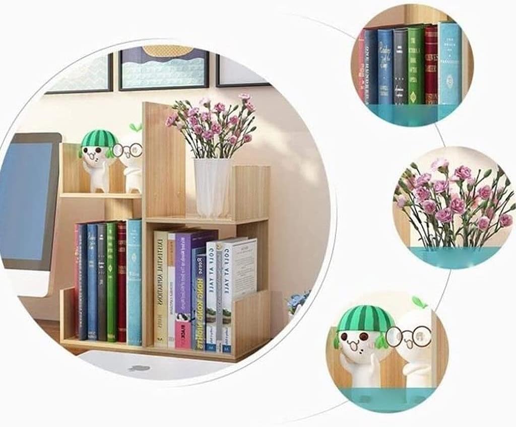 EESHHA Desktop Bookshelf Simple Bookshelf Multifunctional Bedroom Bookcase Creative Economical Multi-Layer Book Cabinet with Drawer