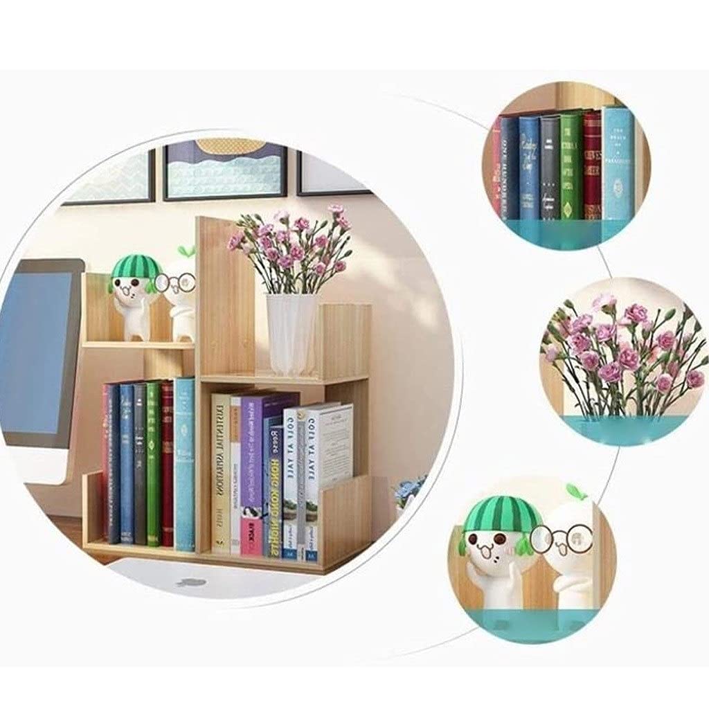 EESHHA Desktop Bookshelf Simple Bookshelf Multifunctional Bedroom Bookcase Creative Economical Multi-Layer Book Cabinet with Drawer