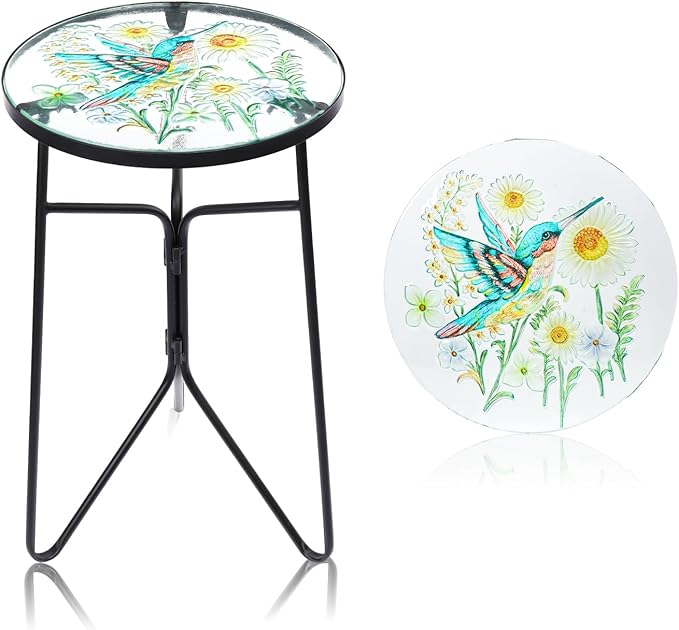 Patio Side Table Outdoor Accent Table Bistro Coffee Table Plant End Table Small Porch Table