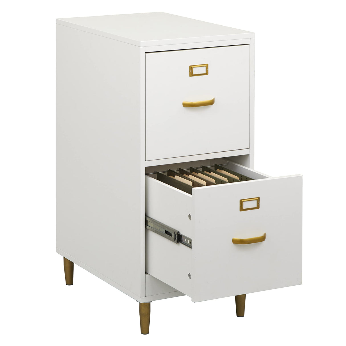 Dixie Mid Century Modern 2-Drawer Home Office Filing Cabinet, White