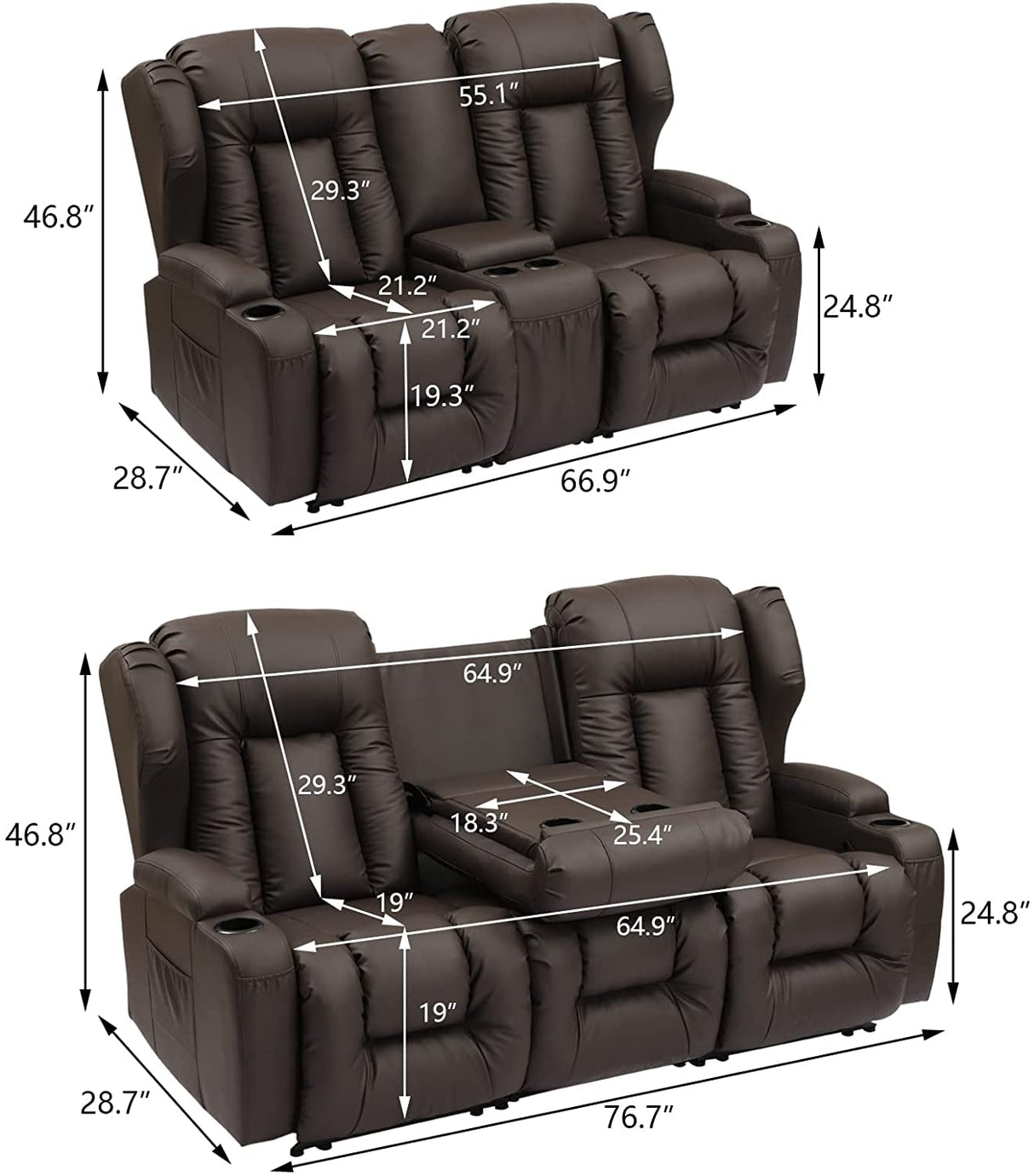 RV Loveseat Recliner Sofa - RV Manual Recliner Loveseat
