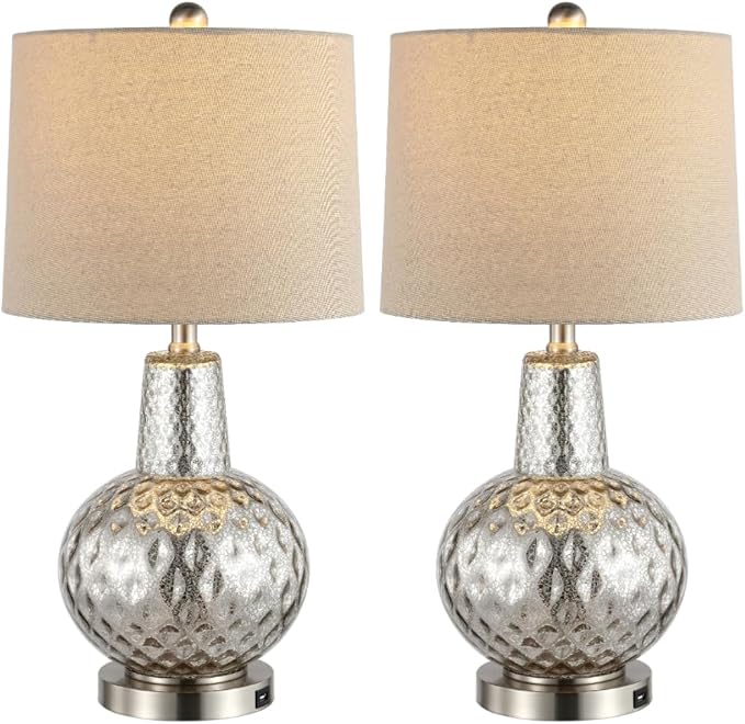 Safavieh Lighting Collection Atlas Clear Crackle Glass 24-inch Bedroom Living Room Home