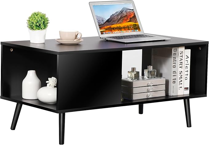 2 Tier Wooden Coffee Table with Storage for Living Room,