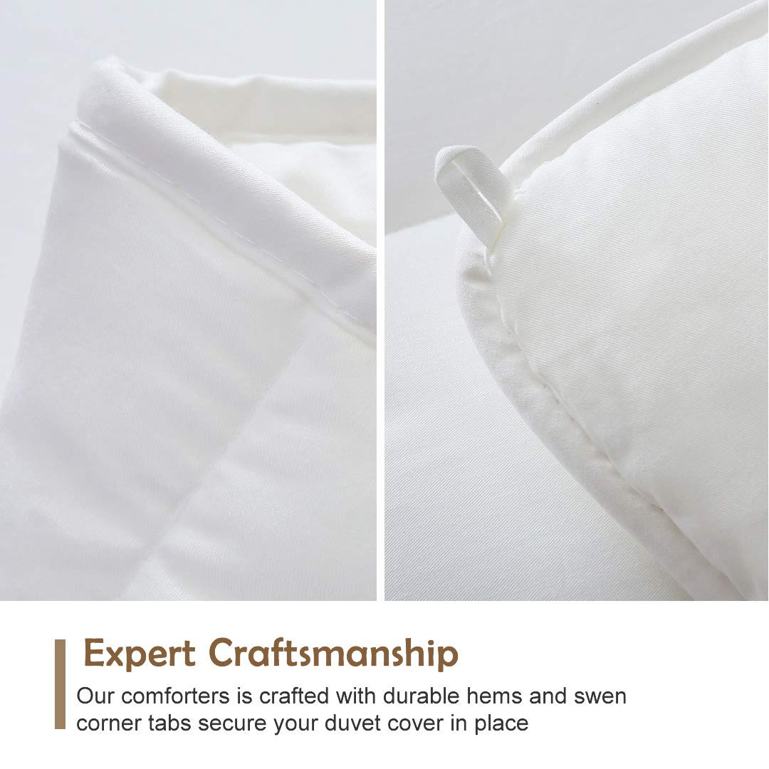 DWR 100% Cotton Fabric Covered Lightweight Down Alternative Comforter Queen, Ultra-Soft Skin-Friendly Cloud Breathable Eucalyptus Microfiber Filled Duvet Insert for Hot Sleeper (88x88, White)