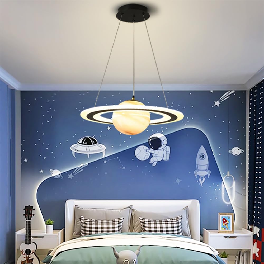 Kids Planet Glass Pendant Light - LED Dimmable Space Chandelier