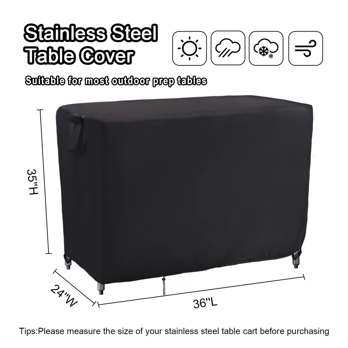 Outdoor Prep Table Cover, Waterproof Stainless Steel Table Cover Metal Table