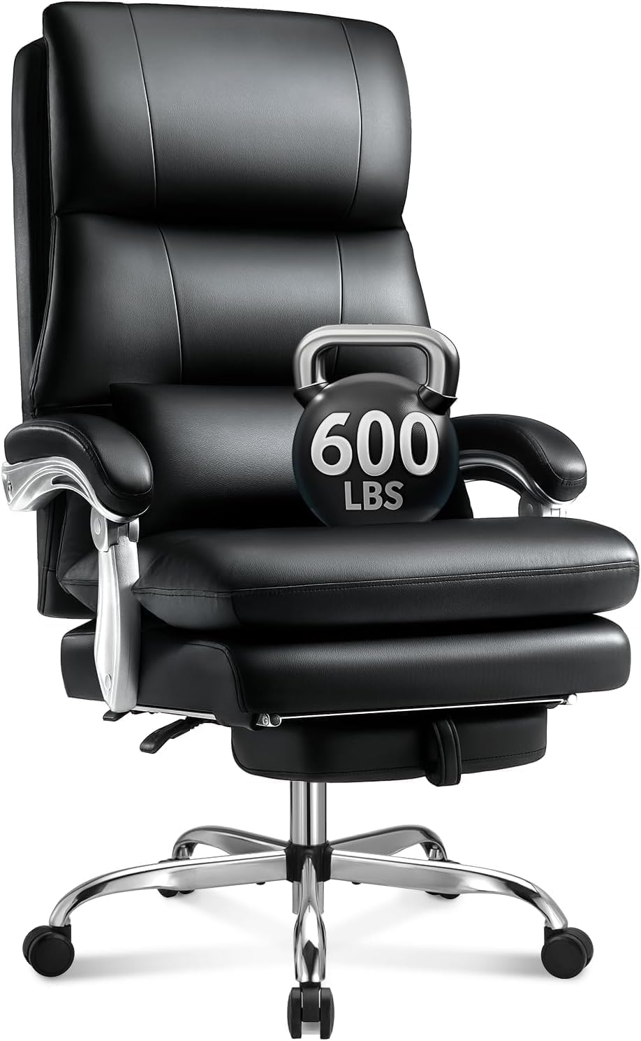Heavy Duty Office Chair 600lbs - Big and Tall Executive Desk Chair with Footrest