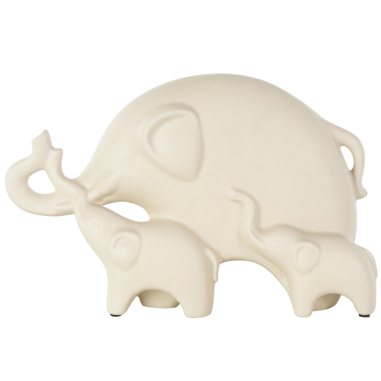 Ceramic Elephant Decorative Sculpture Family Home Decor Statue with Raised Trunks