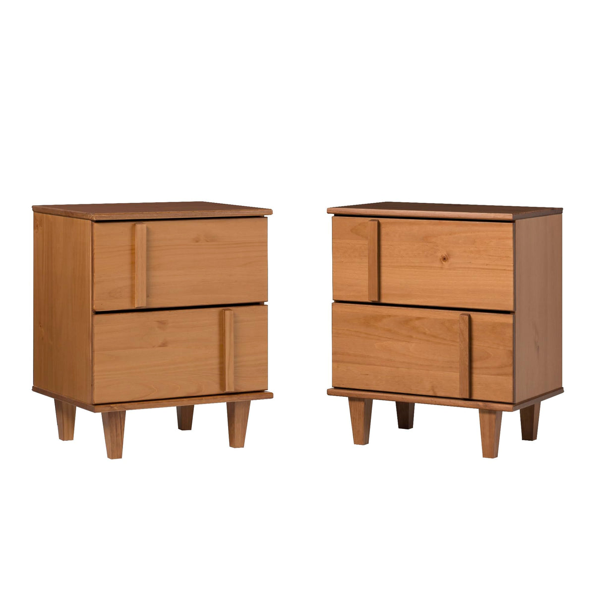 2-Piece Detailed Drawer Solid Wood Nightstands