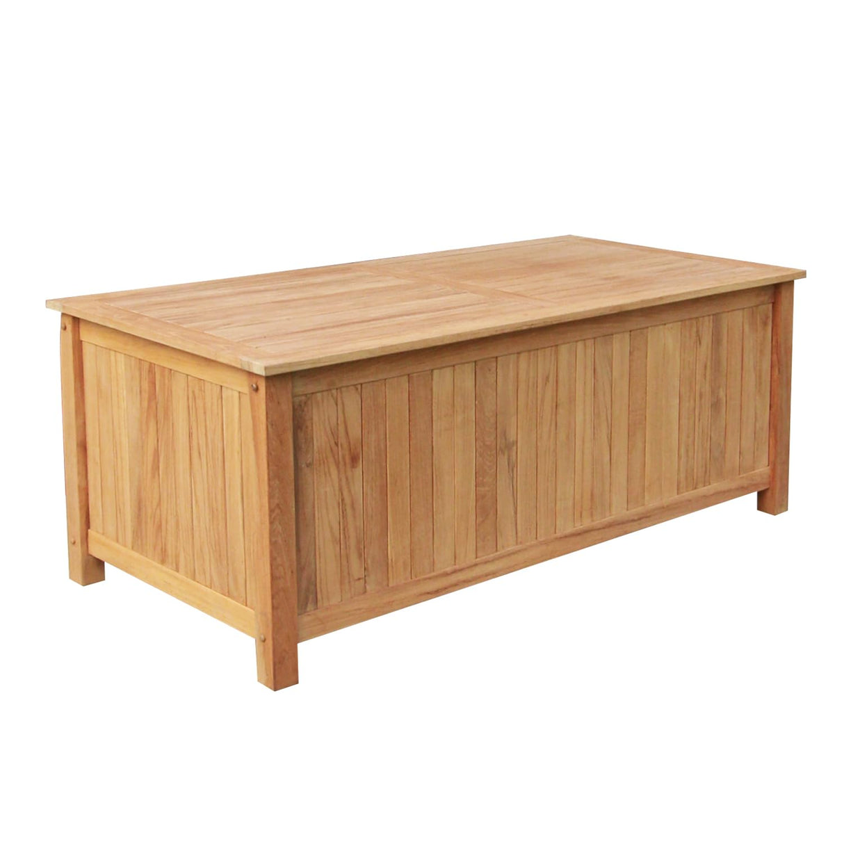 Arie 60 inch Wood Outdoor Deck Storage Box, Natural Teak