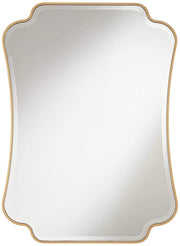 Indara Scalloped Corner Rectangular Vanity Decorative Wall Mirror Antique Gold Wood