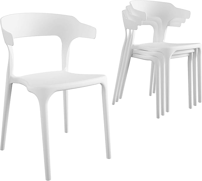 Poolside Collection, Felix Stacking Dining Chairs, Indoor/Outdoor, 4-Pack, Charcoal