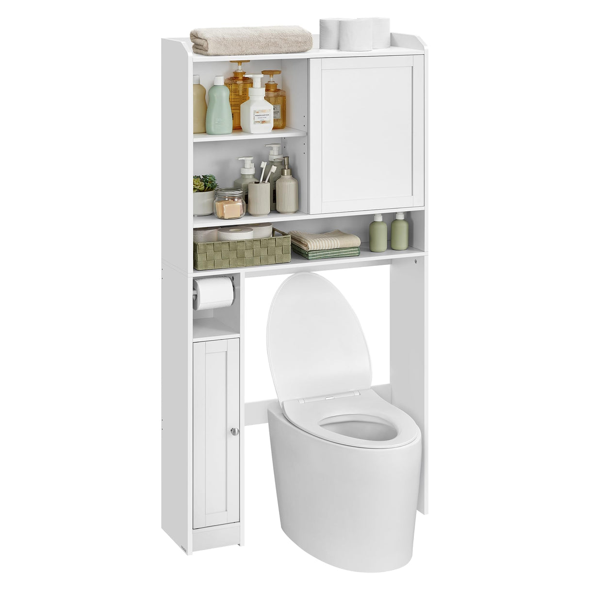 Over The Toilet Storage Shelf, Bathroom Storage Cabinet with Sliding Door
