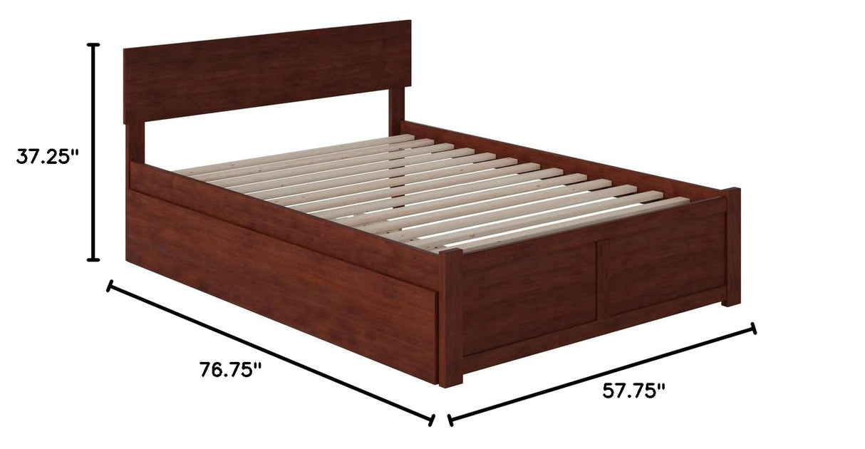 Platform Bed with Flat Panel Footboard and Turbo Charger with Urban Trundle Walnut