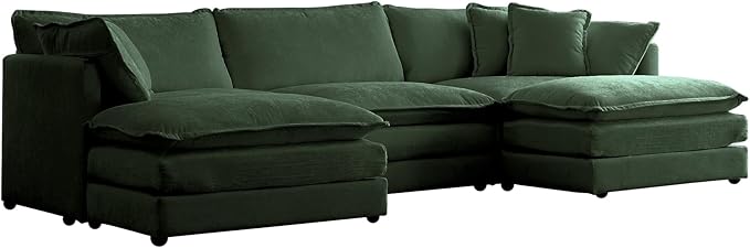Chenille U-Shaped Modular Sectional Couch, Modern Comfy