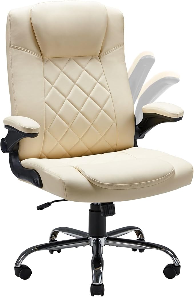 Executive Office Chair w/Flip-Up Arms Managerial Home Desk Chair w/Lumbar Support