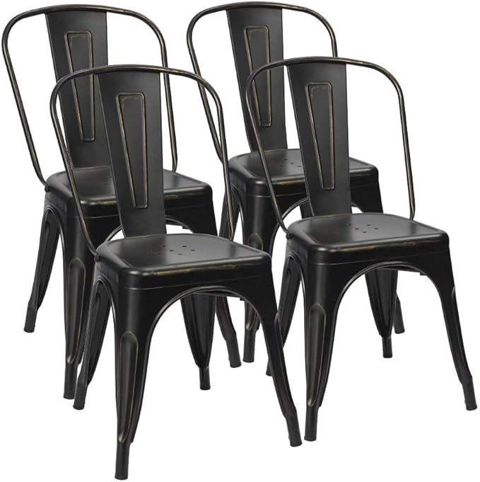 Metal Dining Chair Indoor Outdoor Use Stackable Chic Side Classic Trattoria Metal Chairs