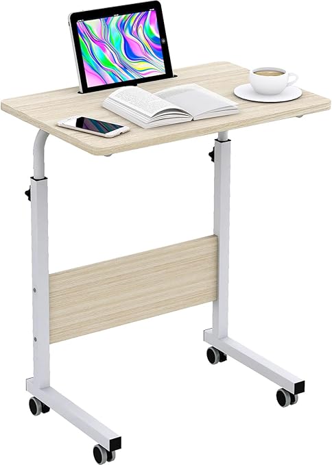 Rolling Laptop Desk Cart Height Adjustable, 23.6 inch Adjustable Mobile Bed Table