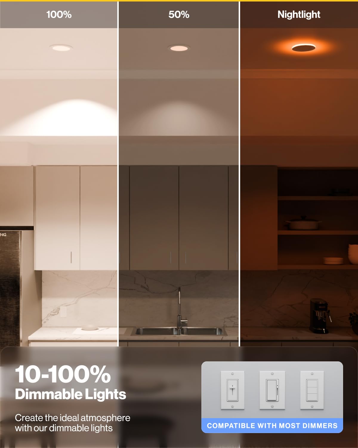 Sunco 12 Pack 6 Inch LED Recessed Light with Night Light, Canless Recessed Lighting, 1500 LM, 15W (150W Equivalent), Selectable CCT 2700K/3000K/4000K/5000K/6000K, Dimmable, with Junction Box.