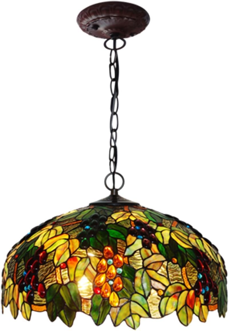 Tiffany Pendant Light Grape Art 20" E26 Stained Glass Pendant Lamp Creative Art Ceiling