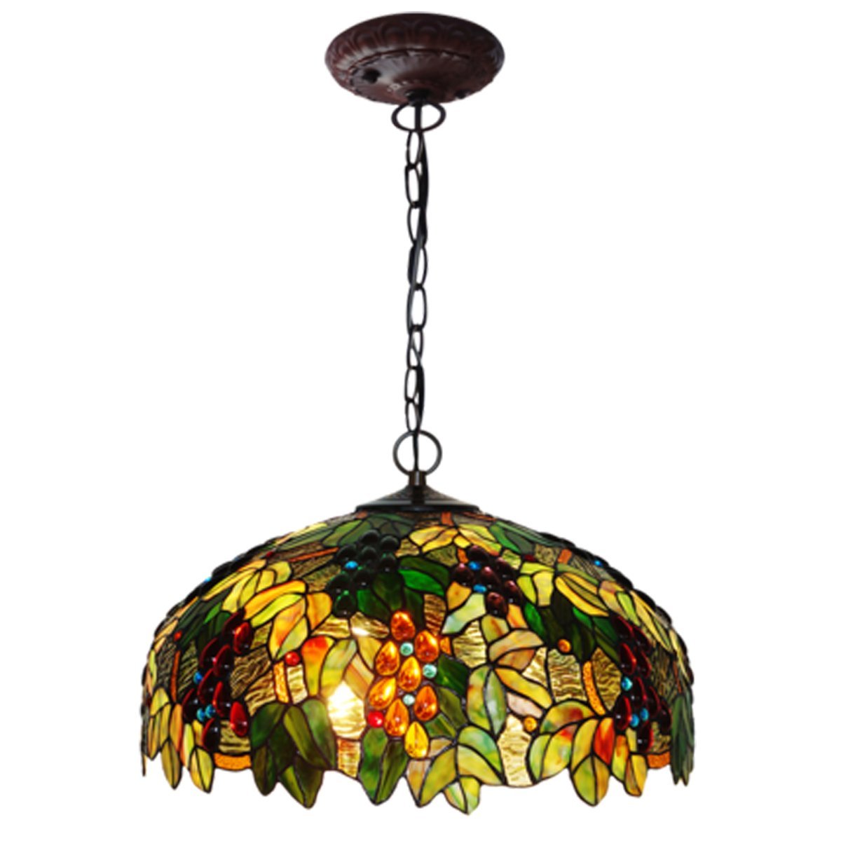 Tiffany Pendant Light Grape Art 20" E26 Stained Glass Pendant Lamp Creative Art Ceiling