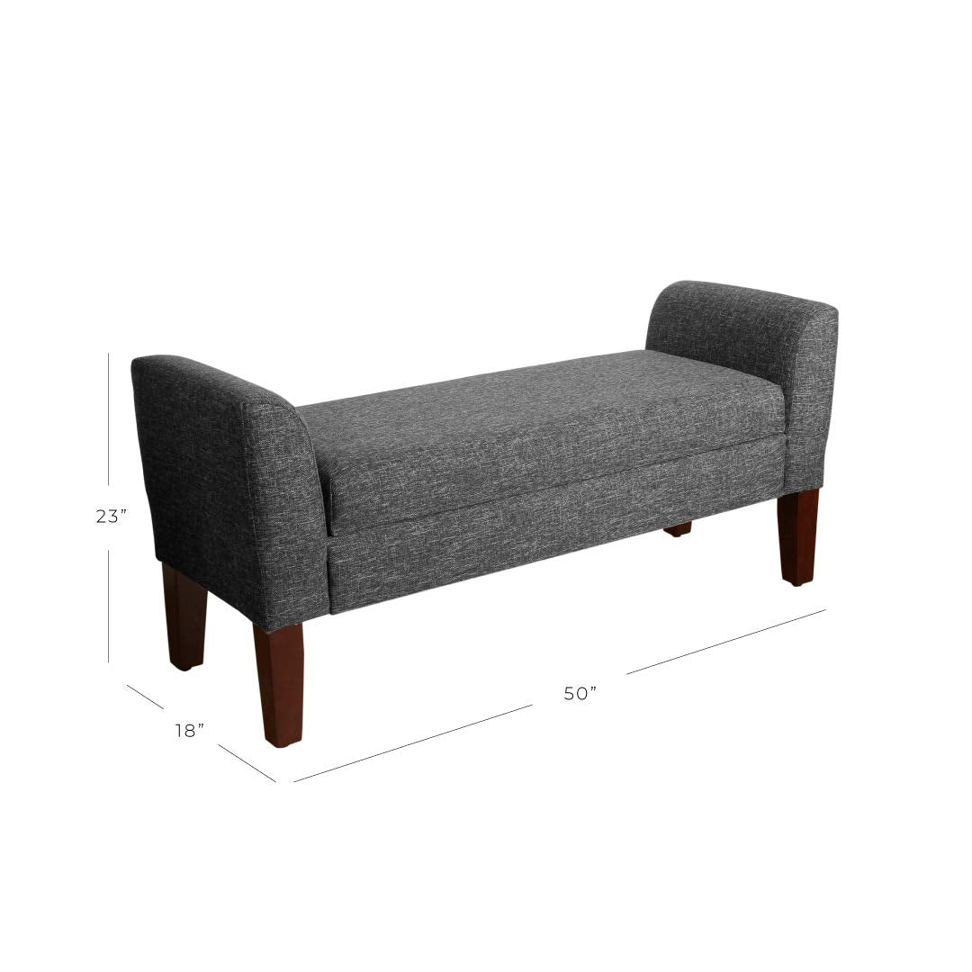 Tara Upholstered Storage Settee Bench with Hinged Lid, Dark Grey