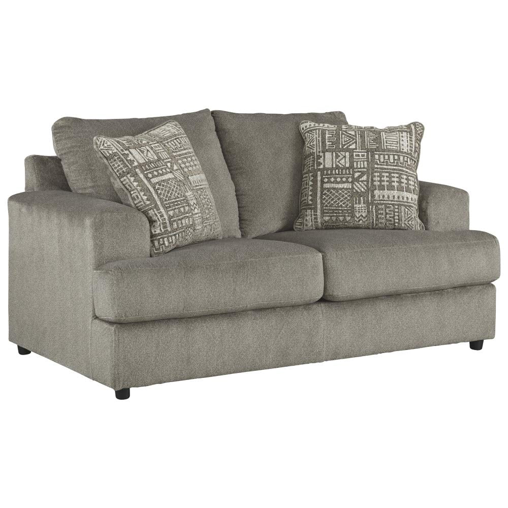 Soletren Contemporary Chenille Loveseat with 2 Accent Pillows, Gray