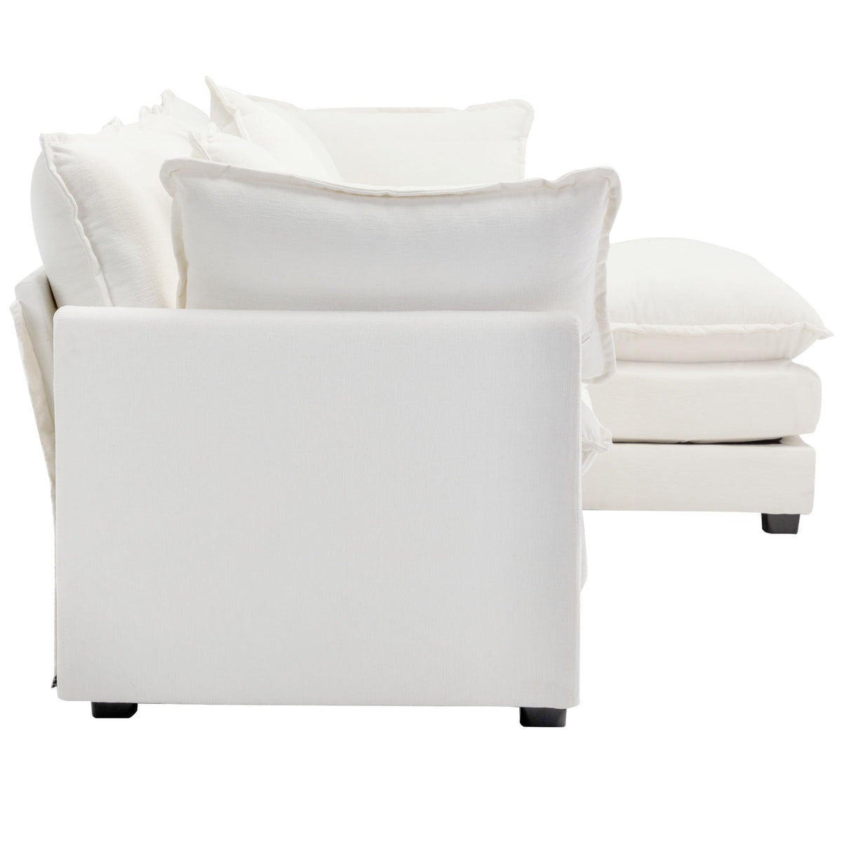 Modular Sectional Sofa Couch L-Shaped with Convertible Ottoman for Living Room, Modern Contemporary 3-Seat Sofa Couch for Apartment Office, Chenille Fabric, Beige